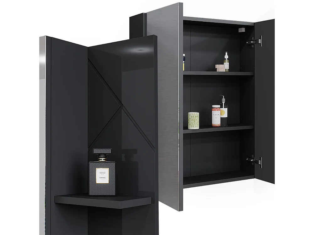 Armoire de salle de bain avec miroir anthracite brillant/anthracite 80x17.2x75 irma