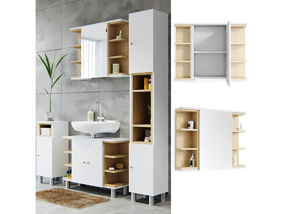 Armoire de toilette blanc 79.6x18x64 aquis