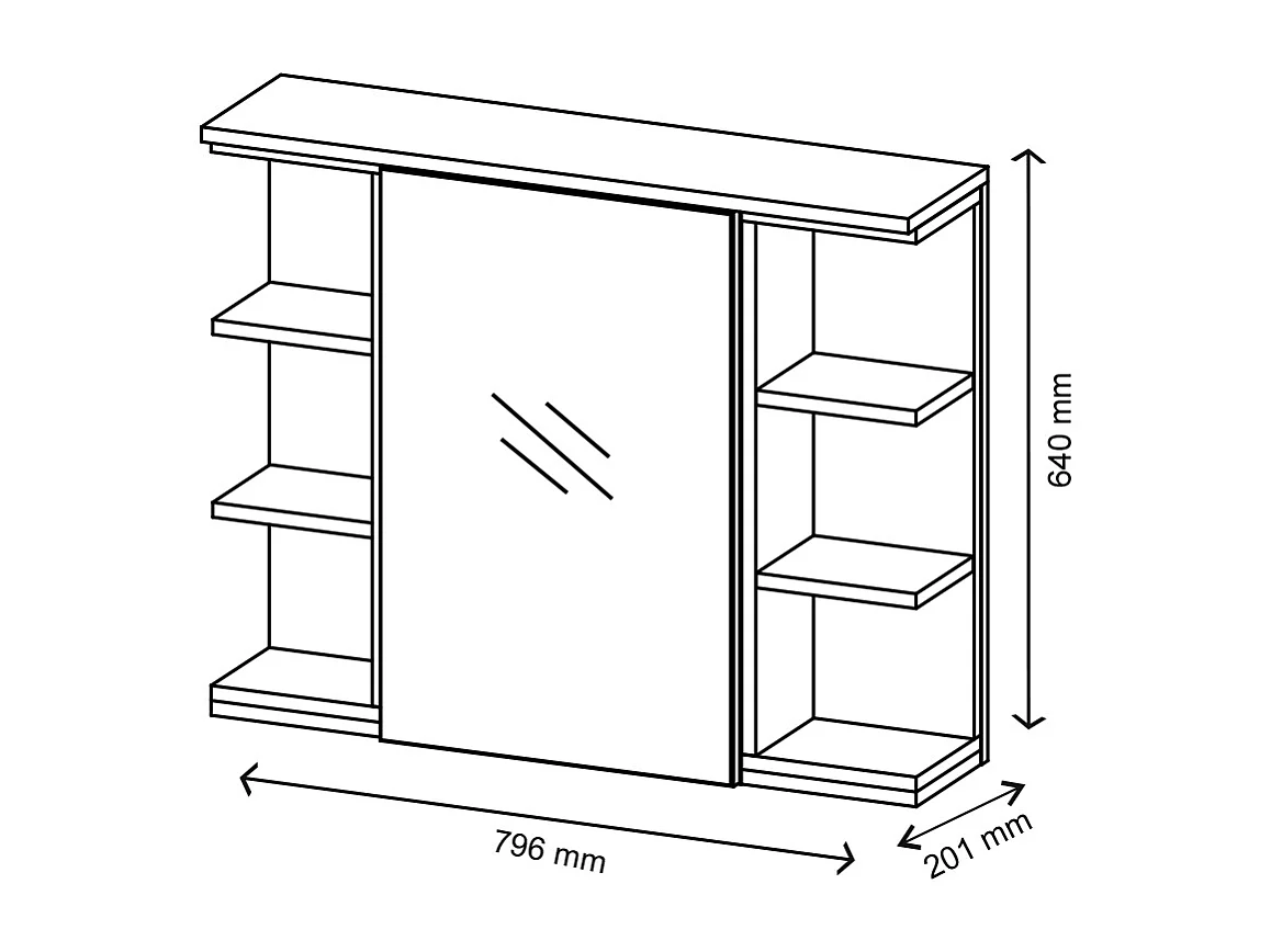 Armoire de toilette blanc 79.6x18x64 aquis