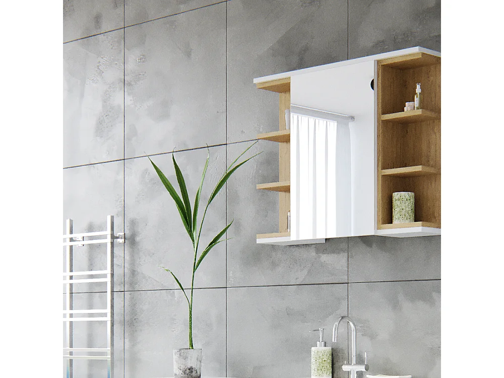 Armoire de toilette blanc 79.6x18x64 aquis