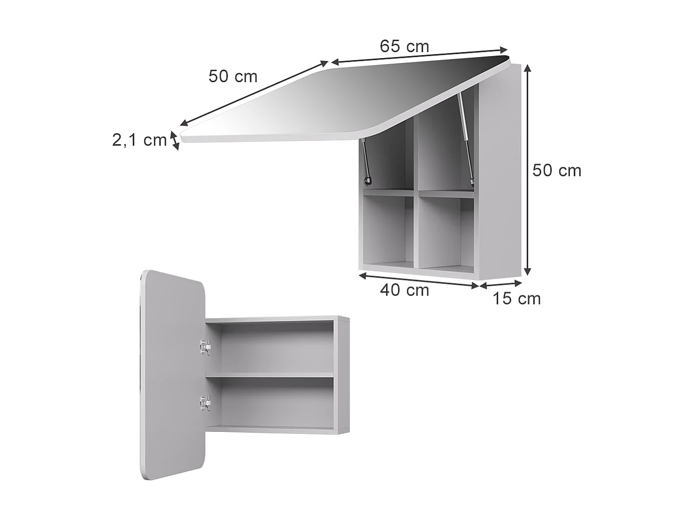 Armario con espejo para baño blanco 65x17.4x50 zino