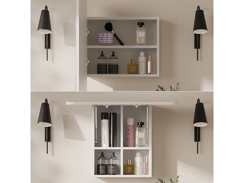 Armario con espejo para baño blanco 65x17.4x50 zino