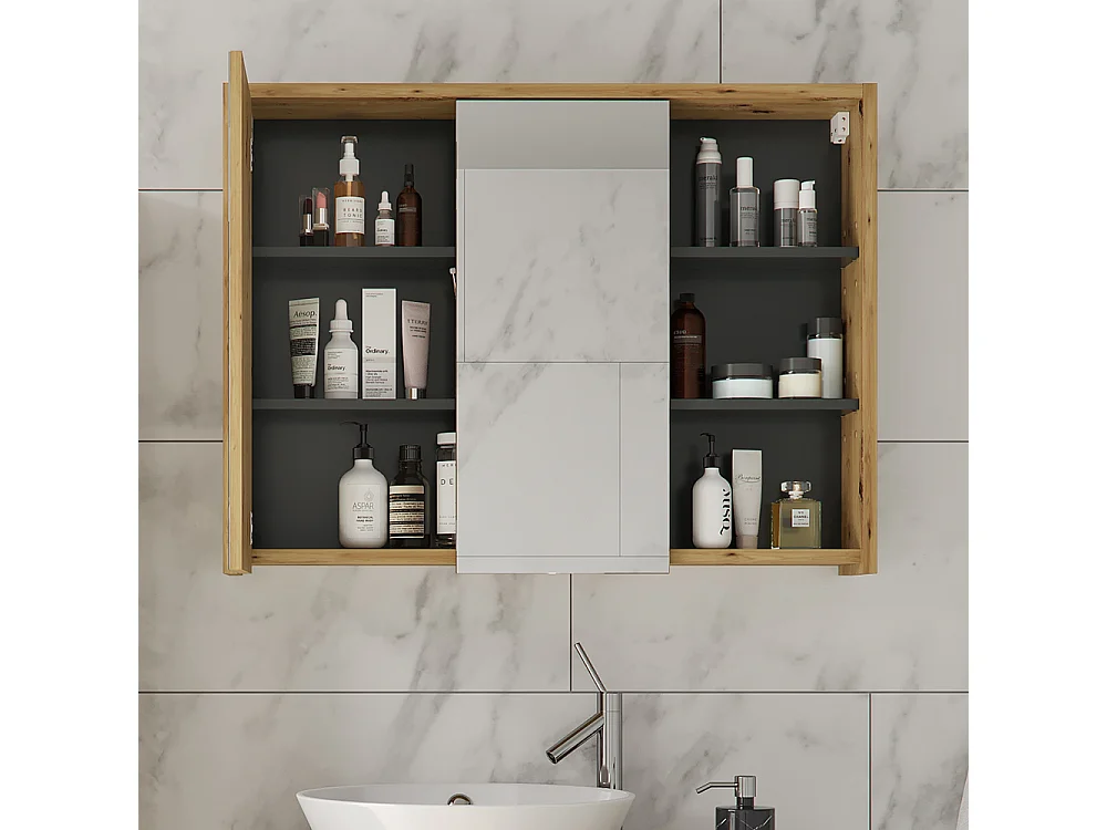 Armoire de toilette chêne/anthracite 100x18x75 viola