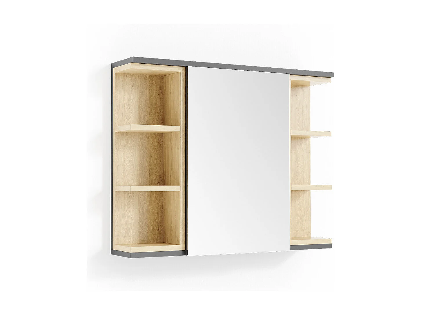 Armario con espejo para baño antracita 79.6x18x64 aquis