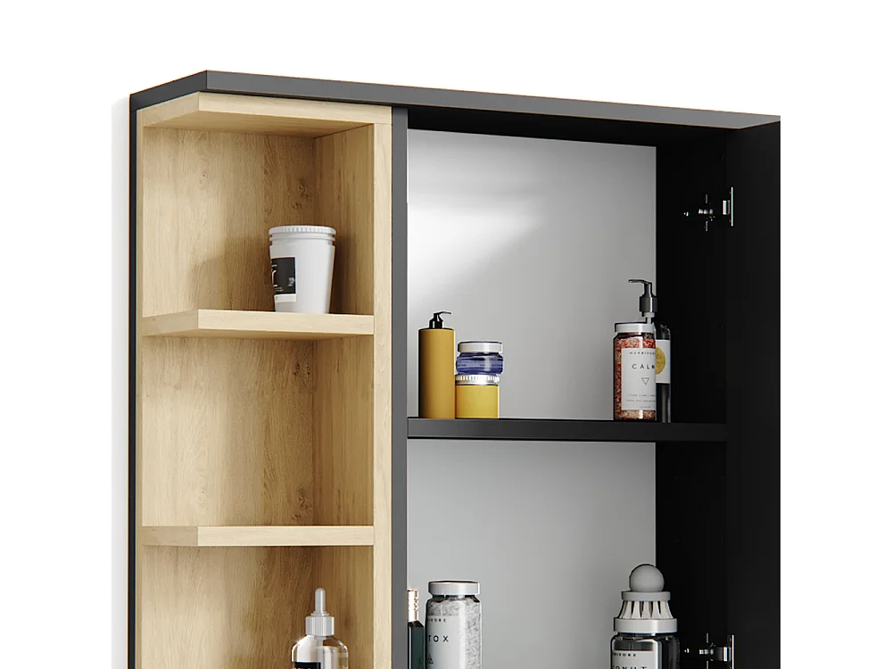 Armoire de toilette anthracite 79.6x18x64 aquis