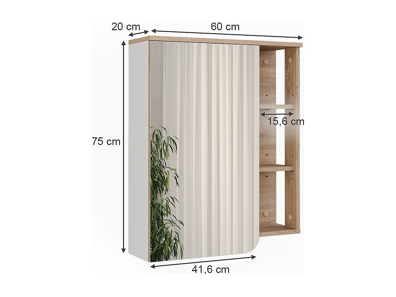 Armoire de toilette sonoma/blanc 60x20x75 karen