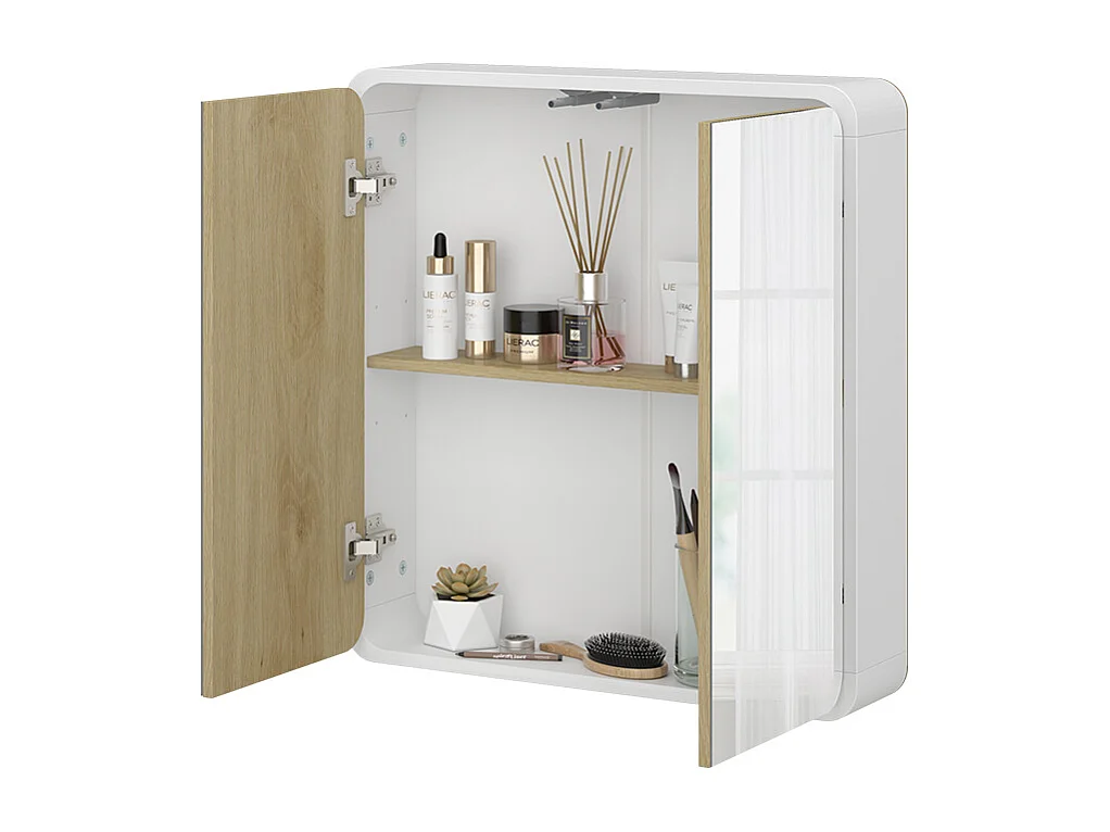 armoire de toilette blanc/chêne 60x12x60 arla