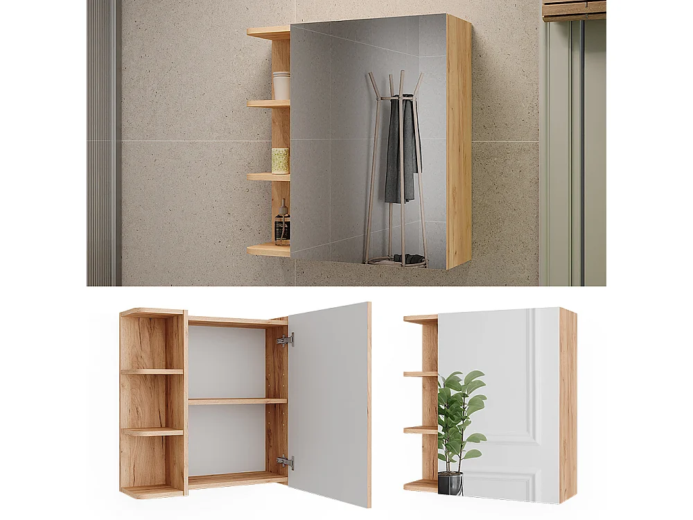 armoire de toilette chêne de force doré 62x20.8x64 fynn