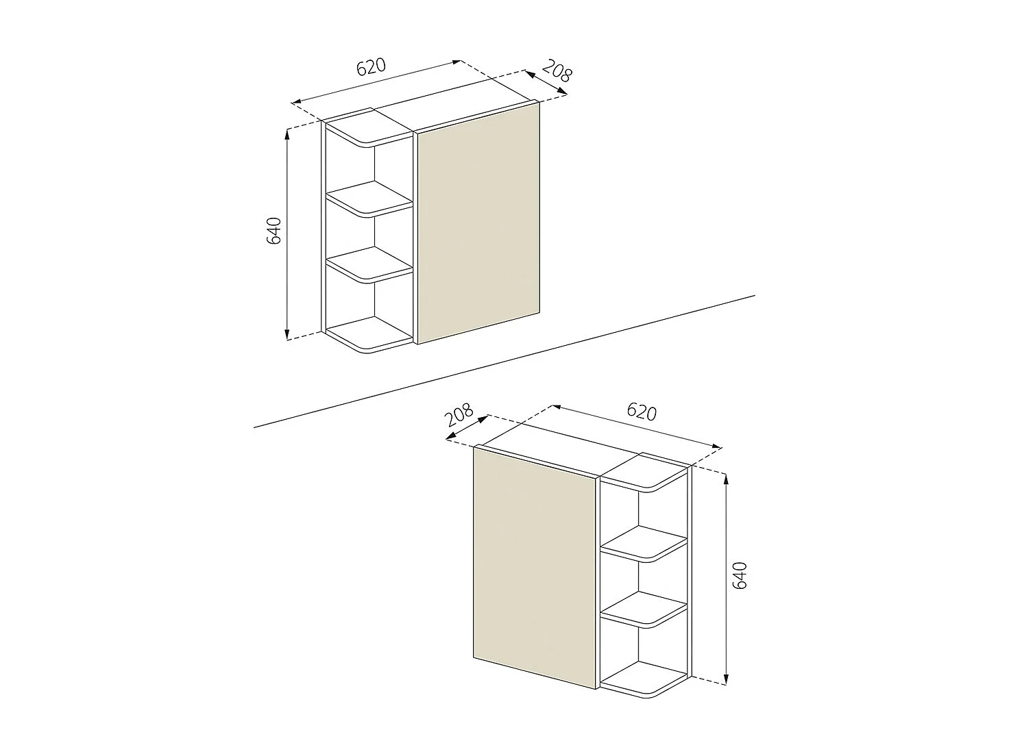 armoire de toilette chêne de force doré 62x20.8x64 fynn