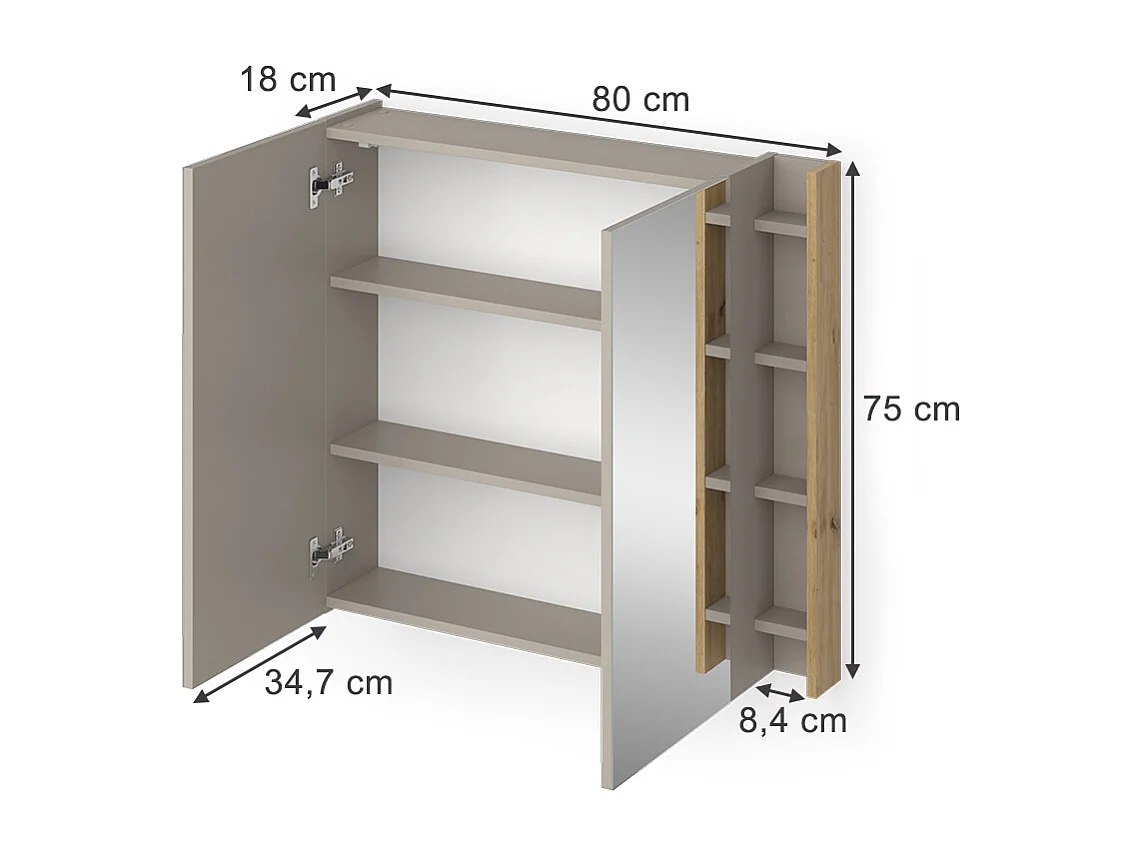 Armoire de toilette cachemire 80x18x75 edelin