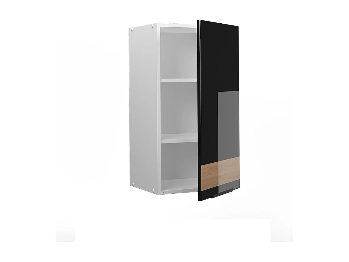 Armoire murale chêne noir brillant/blanc 40x34.1x72 fame-line