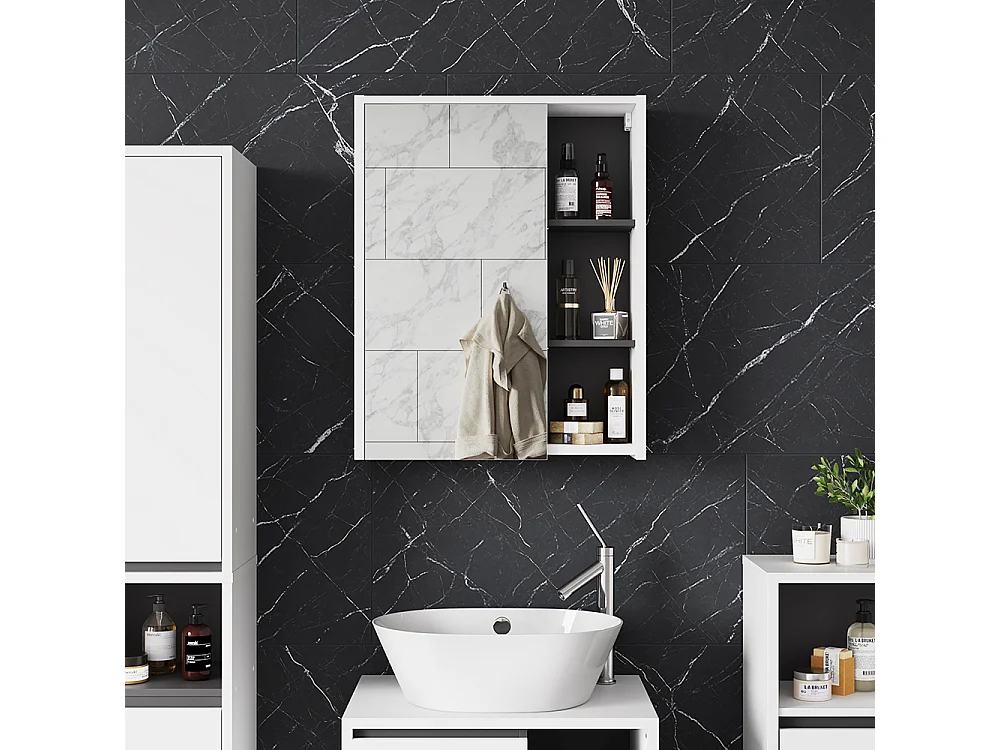 Armoire de salle de bain avec miroir blanc/gris 60x18x75 viola