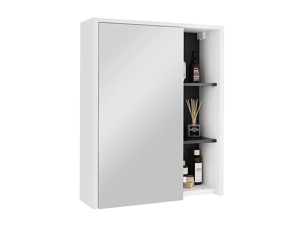 Armoire de salle de bain avec miroir blanc/gris 60x18x75 viola