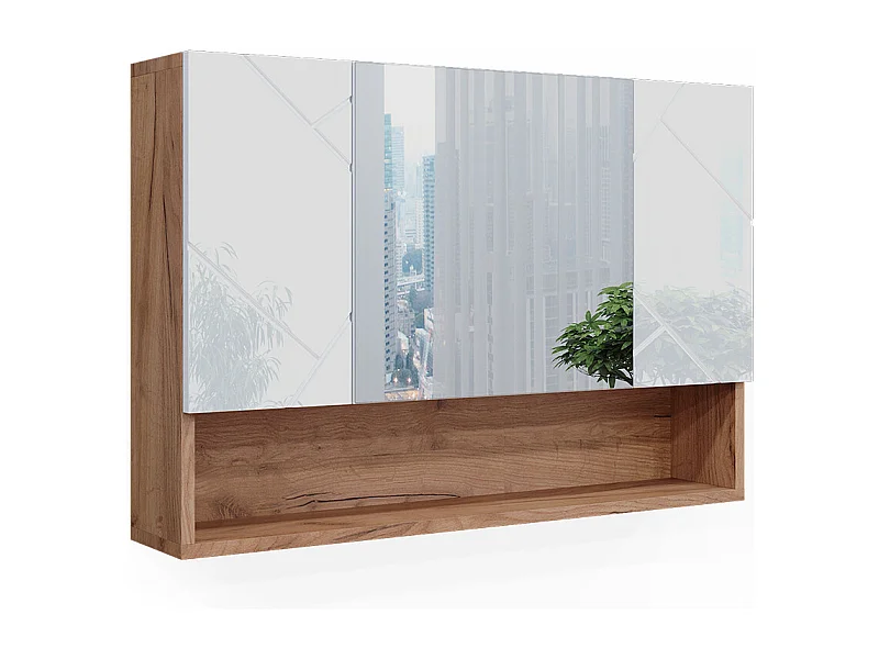 Badspiegelschrank weiß hochglanz/goldkraft eiche 80.1x17x55 irma