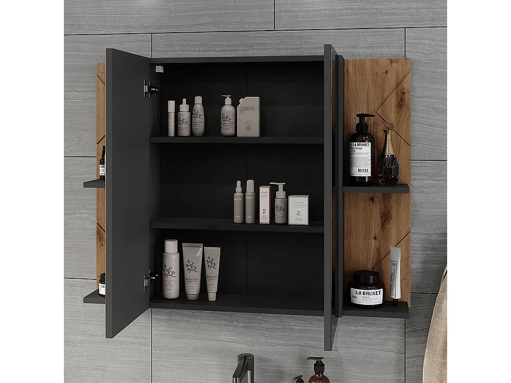 Armoire de toilette anthracite/artisan 100x17.2x75 irma