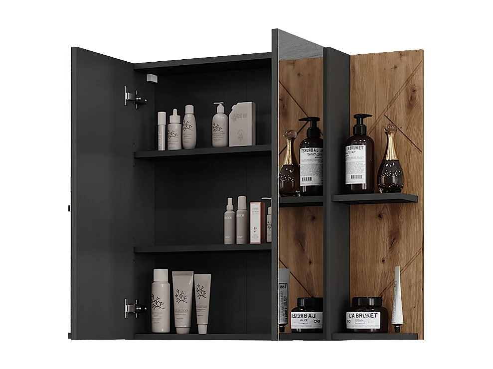 Armoire de toilette anthracite/artisan 100x17.2x75 irma