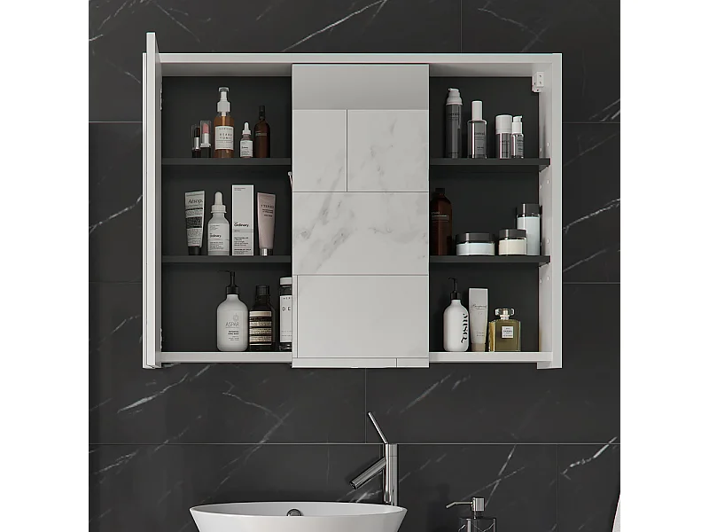 Specchio contenitore bagno bianco/antracite 100x18x75 viola