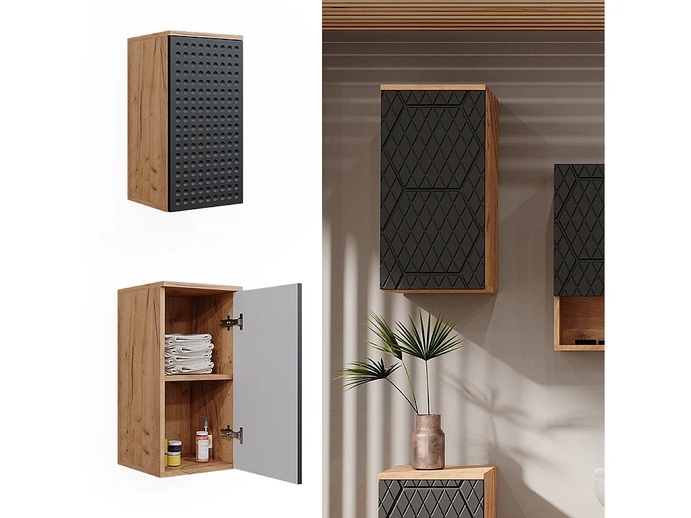 Armoire murale anthracite à pois 30x24x59 irma