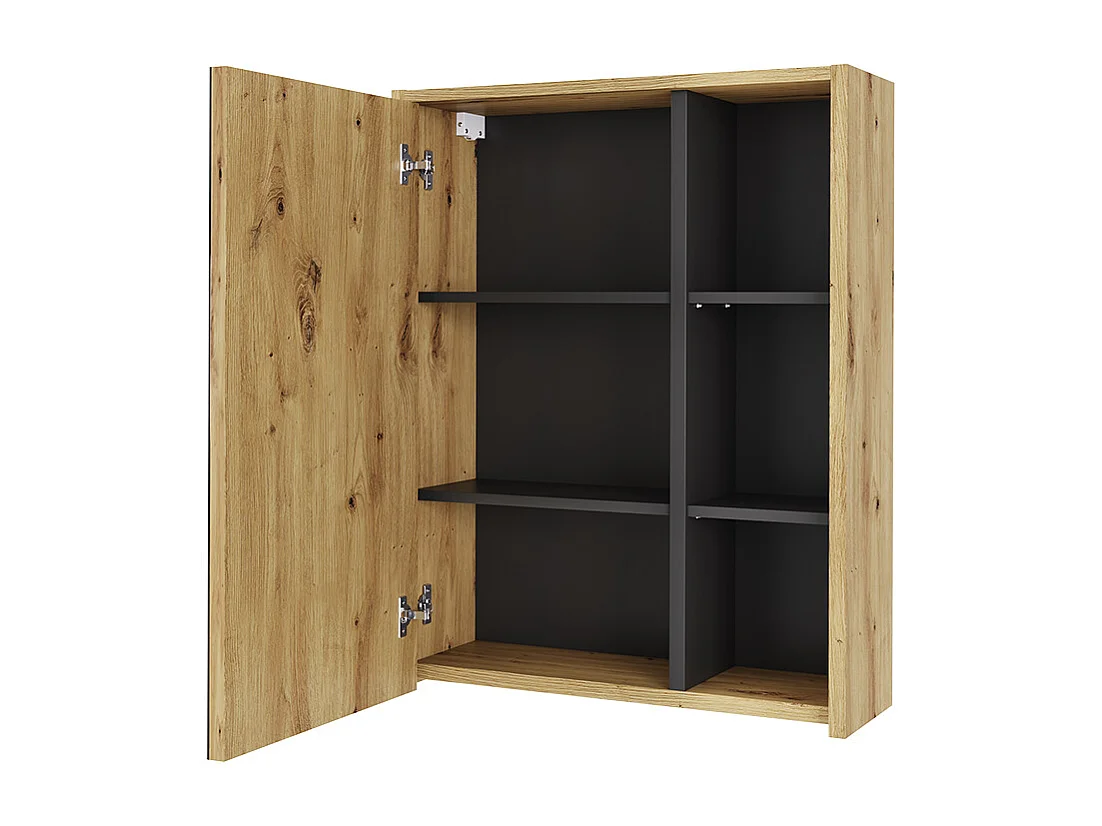 Armario con espejo de baño artesano/gris 60x18x75 viola