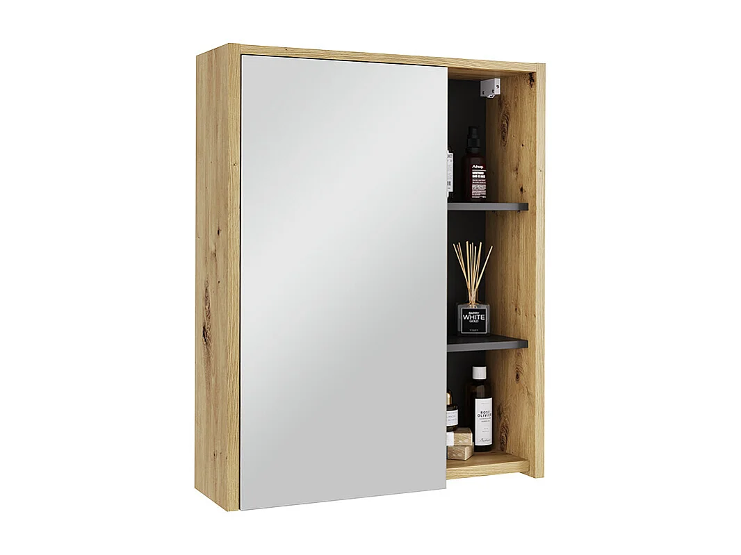 Armoire de salle de bain avec miroir artisan/gris 60x18x75 viola