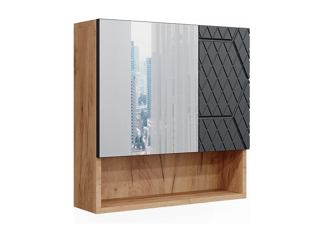 Armoire de toilette anthracite avec structure en nid dabeille 54x16.9x55 irma