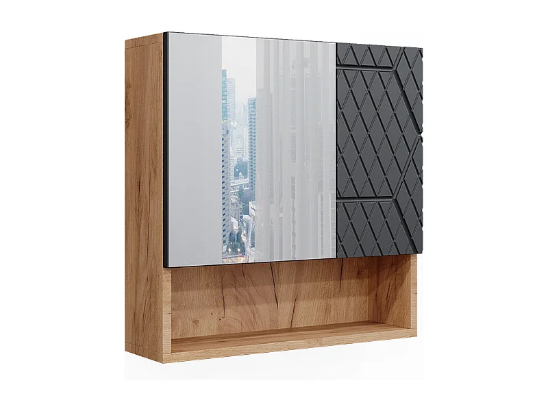 Badspiegelschrank anthrazit mit wabenstruktur 54x16.9x55 irma