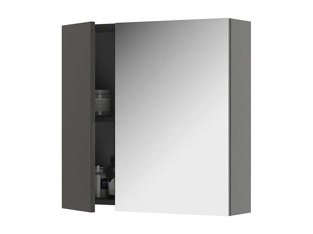 Armoire de toilette anthracite 60x16.4x59.2 leopold