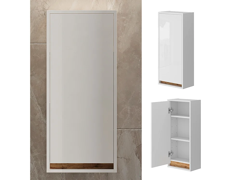 Armario de baño blanco brillo intenso/roble dorado 81.6x20x35 detmold