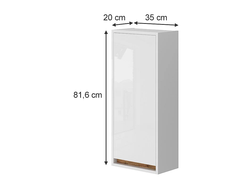 Armario de baño blanco brillo intenso/roble dorado 81.6x20x35 detmold