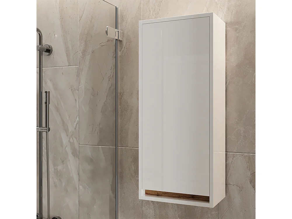 Armario de baño blanco brillo intenso/roble dorado 81.6x20x35 detmold