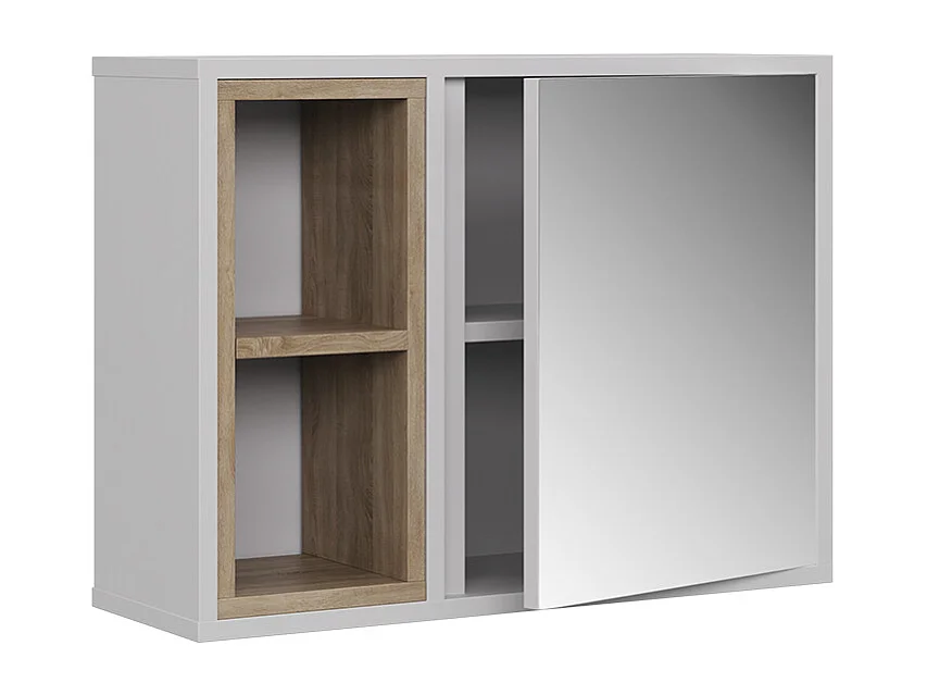 Armoire de toilette blanc/chêne 60x20x45 elnor