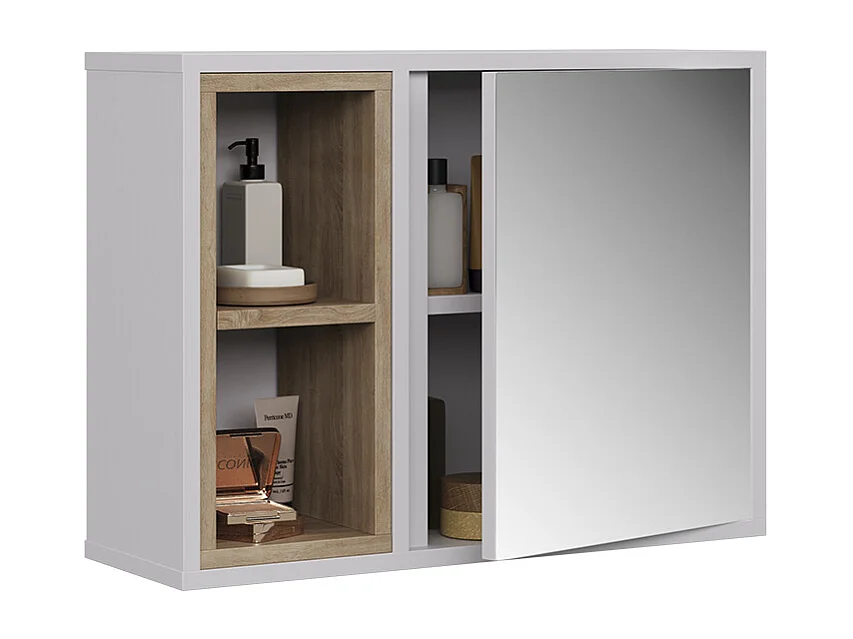 Armoire de toilette blanc/chêne 60x20x45 elnor