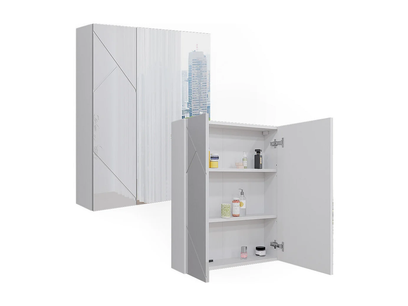 Mobile a specchio per bagno bianco/bianco lucido 60x17.2x75 irma