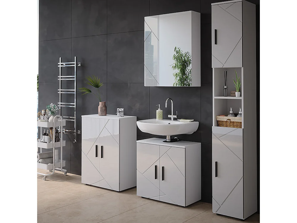 Badspiegelschrank weiß/weiß hochglanz 60x17.2x75 irma