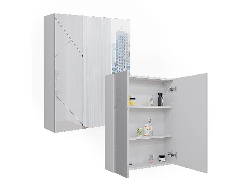 Badspiegelschrank weiß/weiß hochglanz 60x17.2x75 irma