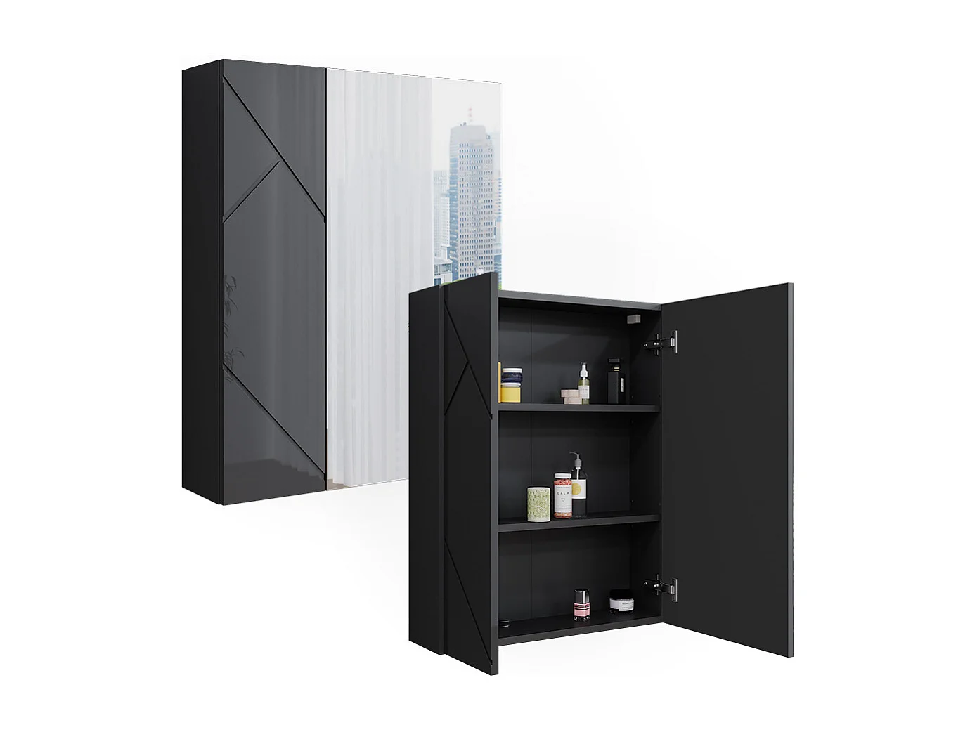 Armario con espejo de baño antracita brillo intenso/antracita 60x17.2x75 irma