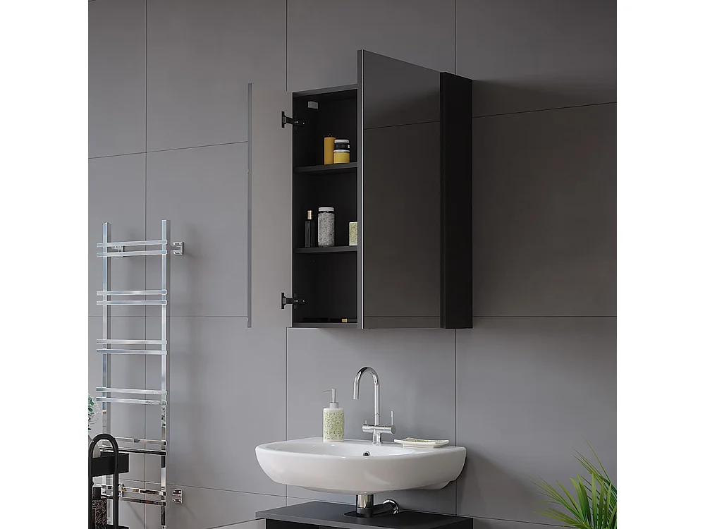 Badspiegelschrank anthrazit hochglanz/anthrazit 60x17.2x75 irma