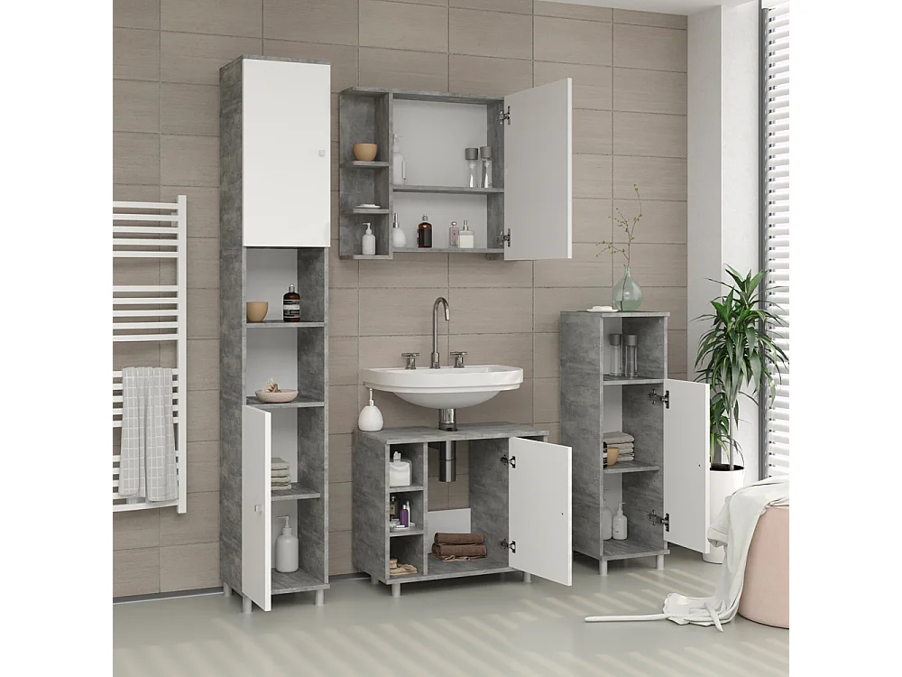 Armario con espejo para baño hormigón 79.6x21.2x64 fynn