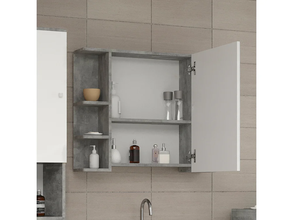 Armario con espejo para baño hormigón 79.6x21.2x64 fynn