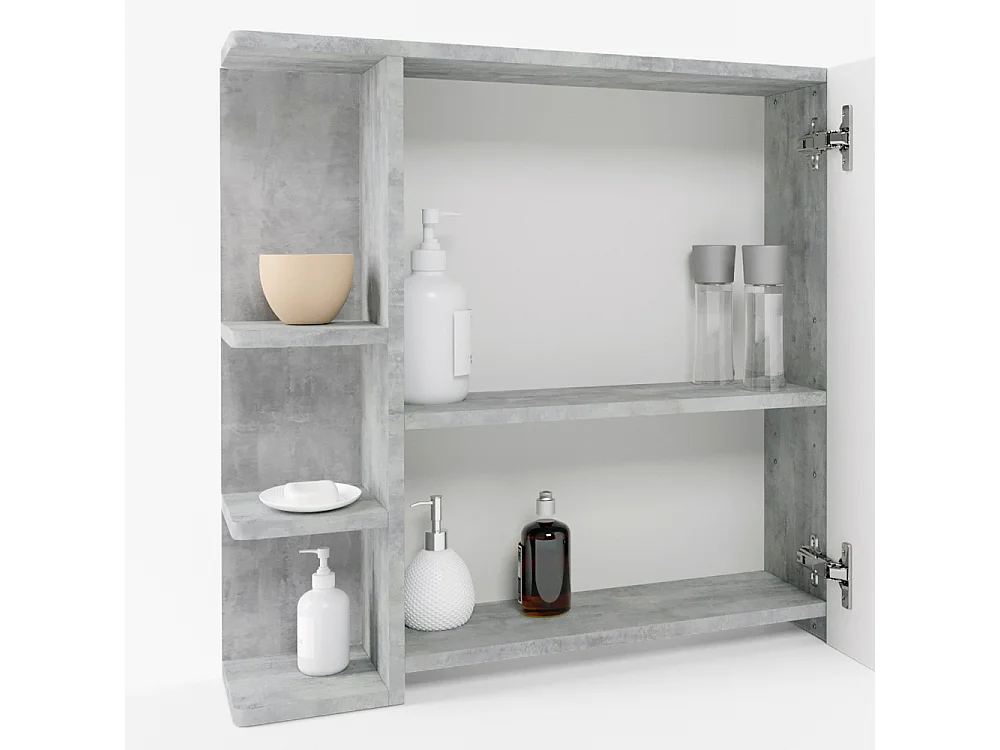 Armario con espejo para baño hormigón 79.6x21.2x64 fynn