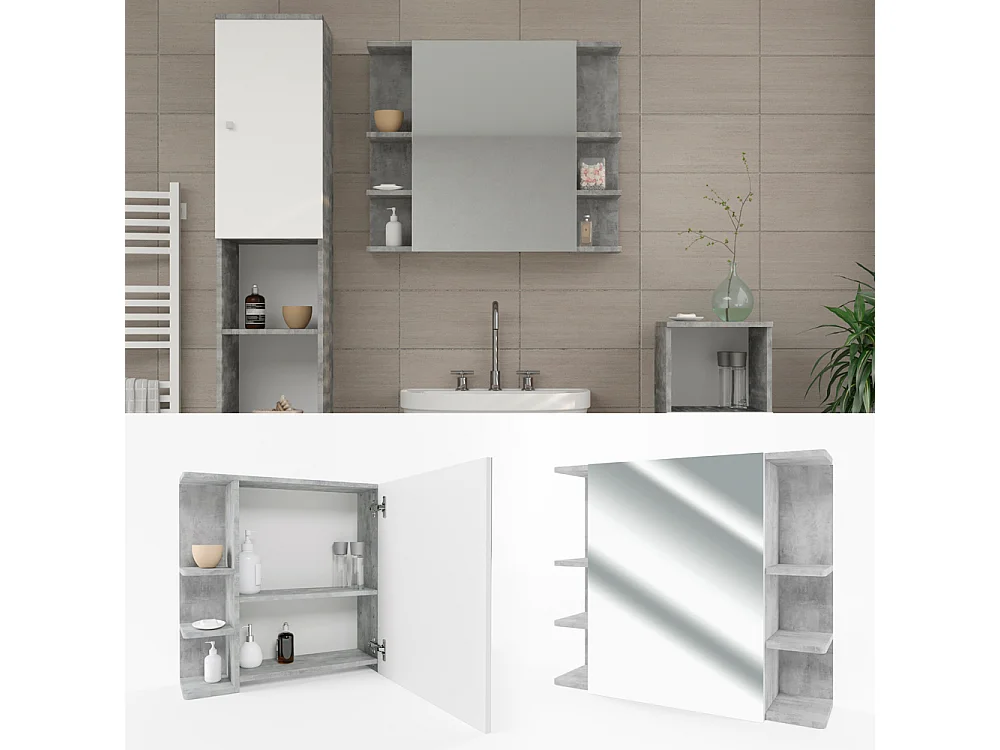 Armoire de toilette béton 79.6x21.2x64 fynn