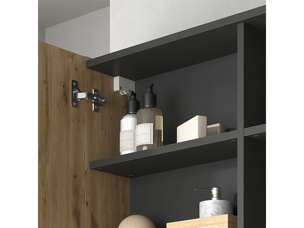 Armoire de toilette anthracite/artisan 100x18x75 edelin