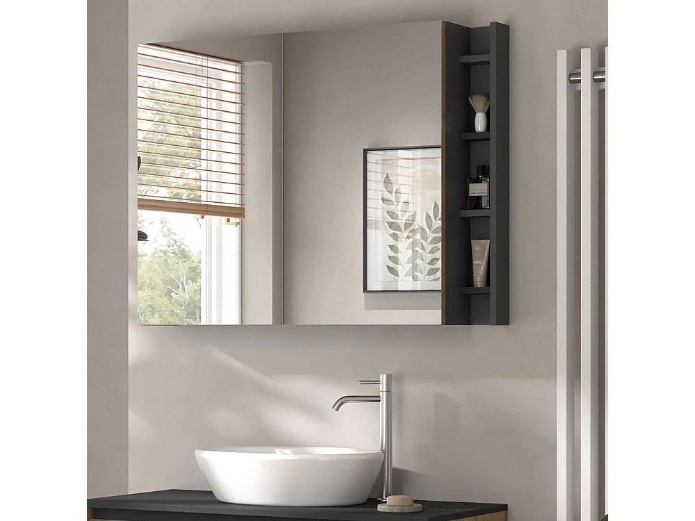 Armoire de toilette anthracite/artisan 100x18x75 edelin