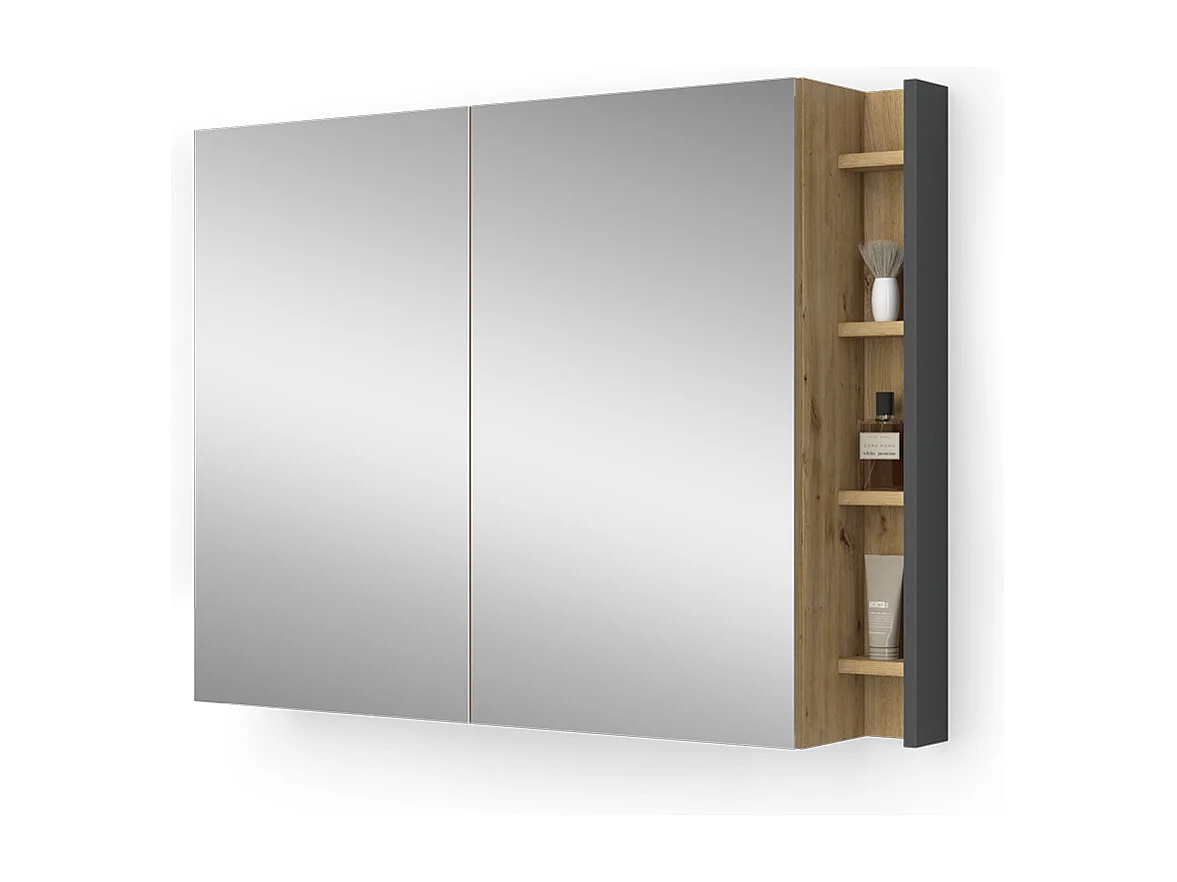 Armario con espejo para baño antracita/artisan 100x18x75 edelin