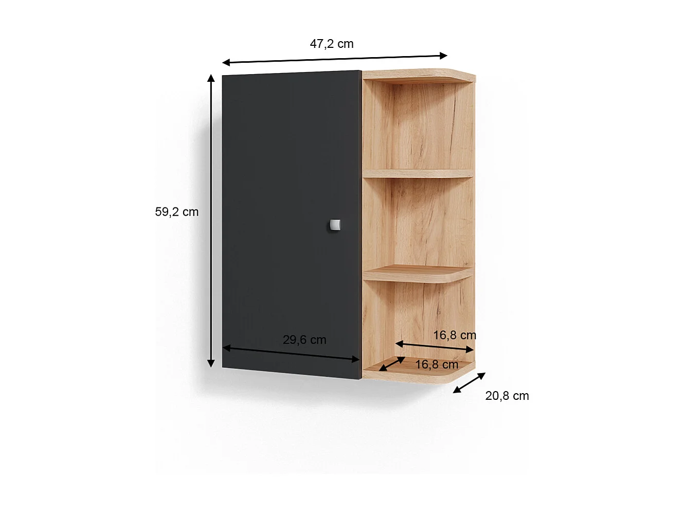 Armario de baño antracita 47.2x20.8x59.2 fynn