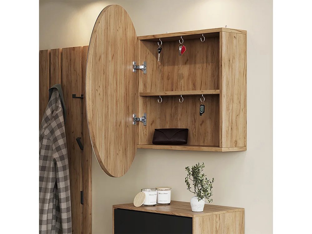 Armario con espejo para baño roble dorado 70x17.4x70 loki