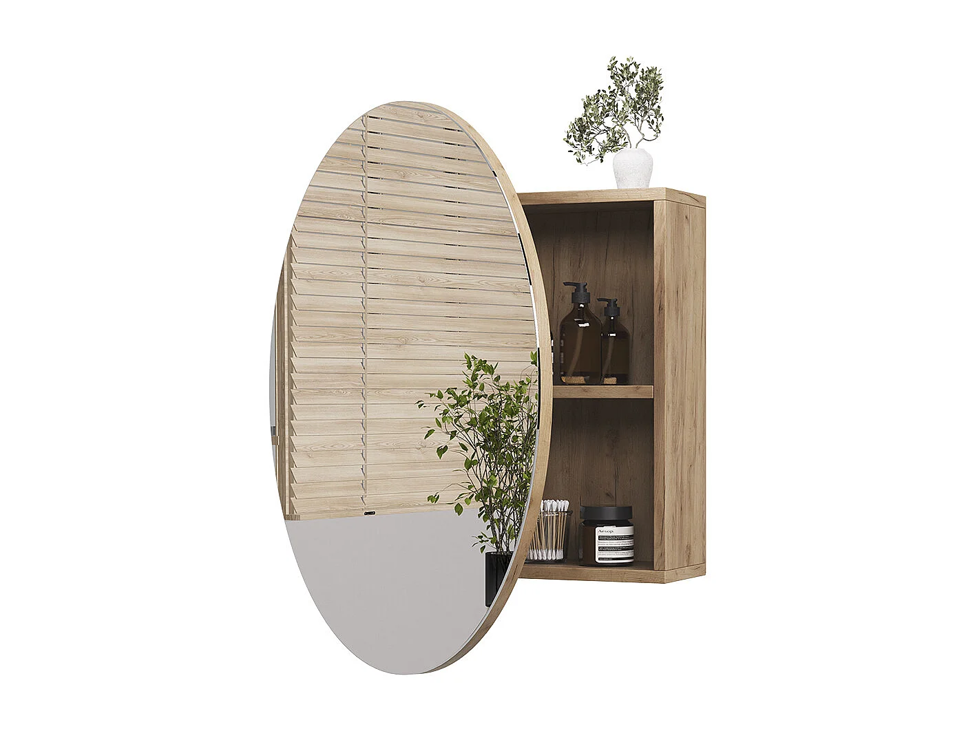 Armario con espejo para baño roble dorado 70x17.4x70 loki