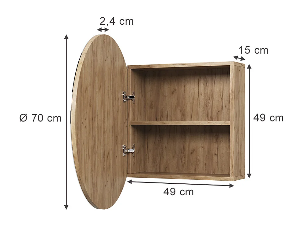Armoire de toilette chêne de force doré 70x17.4x70 loki