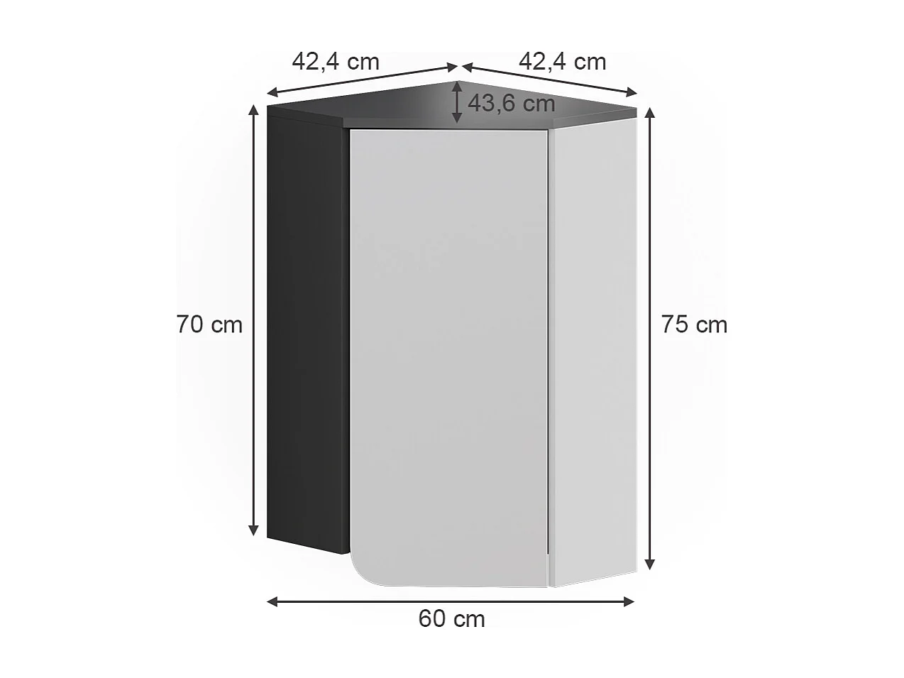 Armoire suspendue dangle anthracite/blanc 60x42.4x75 karen