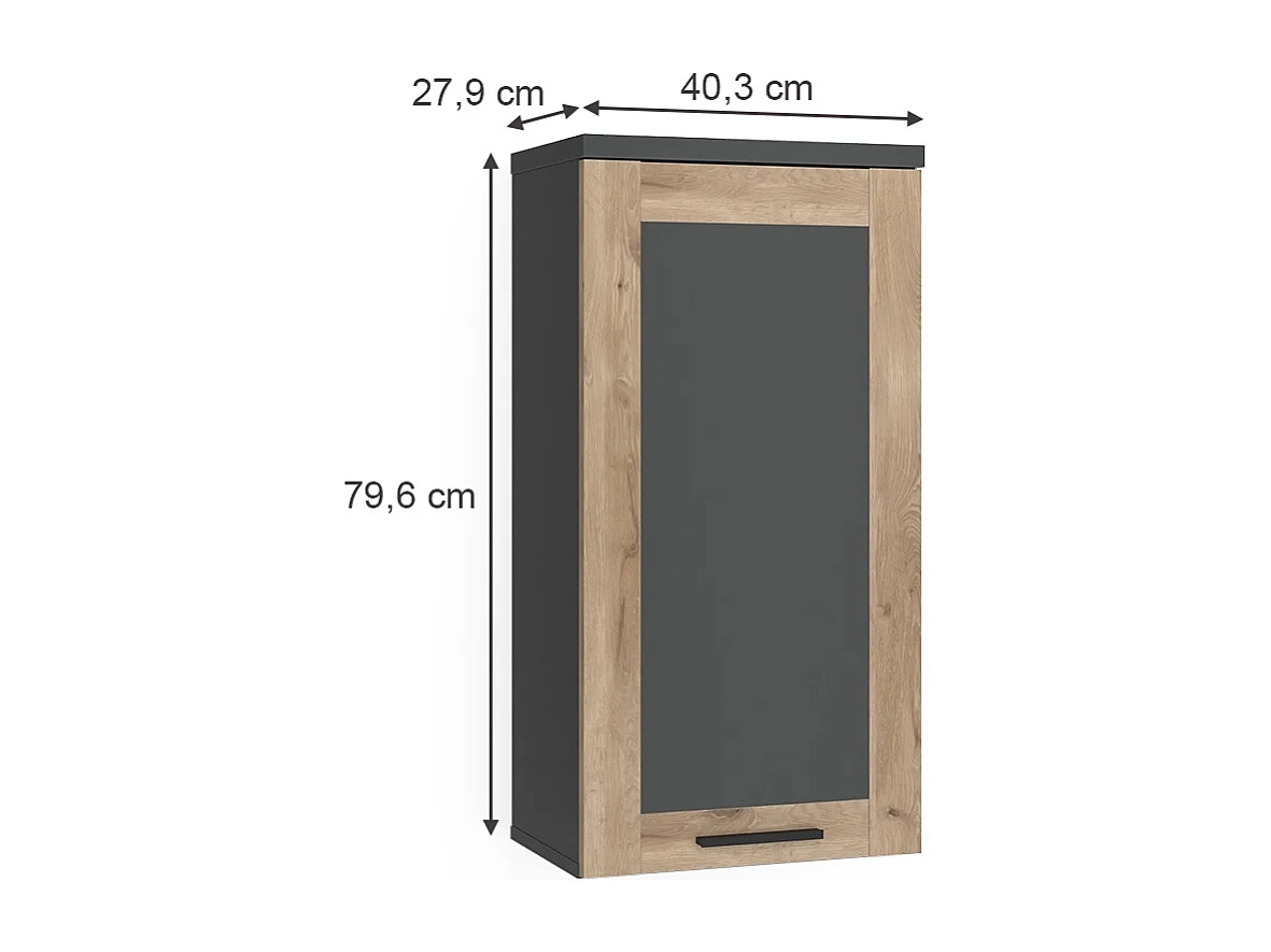 Armoire de salle de bain anthracite 40.3x27.9x79.6 niko